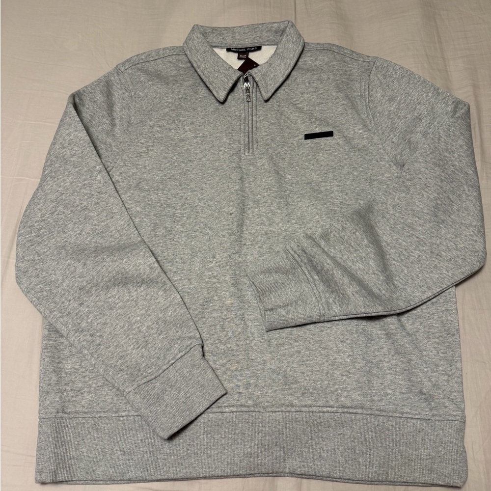 Michael Kors Light Gray Men's Zip-Front Pullover Sweater